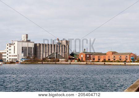 Industrial Area At Nakskov Harbor In Denmark