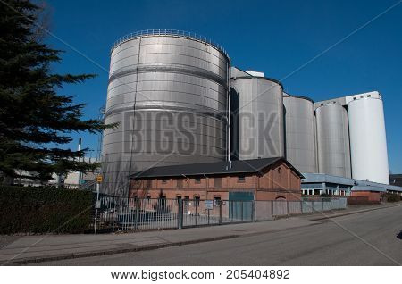 Silo in town of Nykoebing F in Denmark