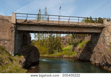 An Old Bridge In Glera River In Iceland