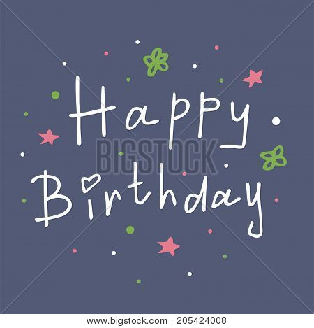 Beautiful birthday invitation card design colorful lettering poctcard vector greeting decoration strips lettering. Calligraphy text for party festive cartoon poster and celebrate present banner.