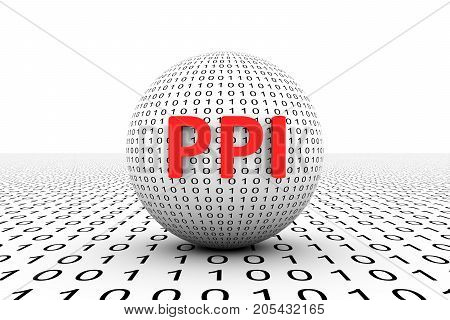 PPI conceptual sphere binary code 3d illustration