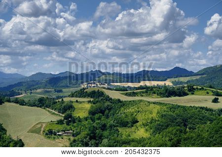 Rural landscape at summer along the road from Brisighella to Modigliana (Ravenna Emilia Romagna Italy)