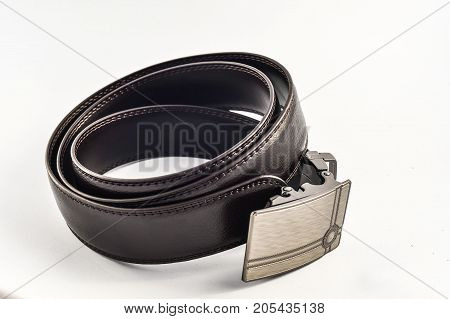 leather belt isolated on white background brown black