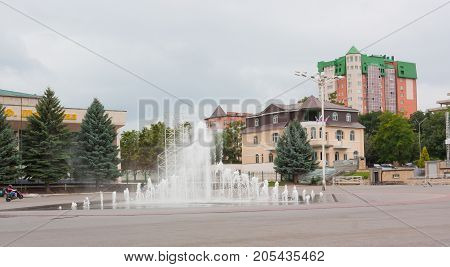 YESSENTUKI, RUSSIA - AUGUST 5, 2013: The fountain in the centre of Yessentuki. Essentuki is a city resort located in the Caucasian Mineral waters