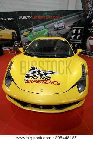 CRACOW POLAND - MAY 20 2017: Ferrari 812 Superfast displayed at MOTO SHOW in Cracow Poland. Exhibitors present most interesting aspects of the automotive industry