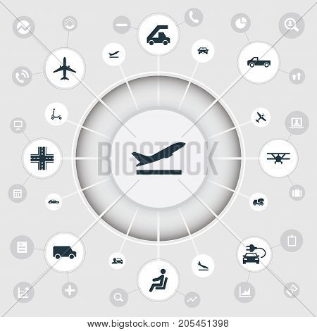 Elements Ladder Carrier, Van, Flight And Other Synonyms Vehicle, Downgrade And Concrete.  Vector Illustration Set Of Simple Shipment Icons.