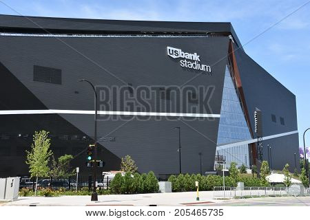 MINNESOTA, MINNEAPOLIS - JUL 27: US Bank Stadium in Minneapolis, Minnesota, as seen on July 27, 2017. It is the home of the Minnesota Vikings of the National Football League (NFL).