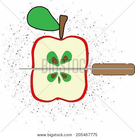 red apple on the white flat apple with slice and leaf tasty and healthy food