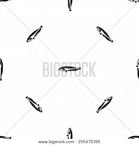 Atlantic mackerel, Scomber scombrus pattern repeat seamless in black color for any design. Vector geometric illustration