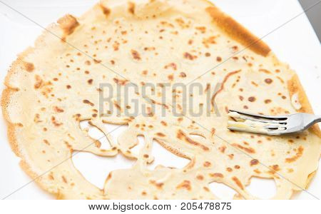 pancakes in a frying pan . Photos from the studio