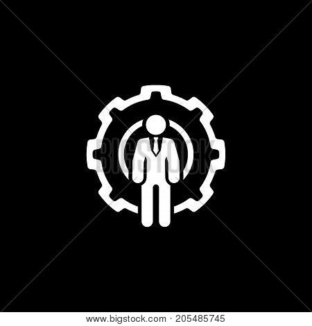 Global Support Icon. Flat Design.