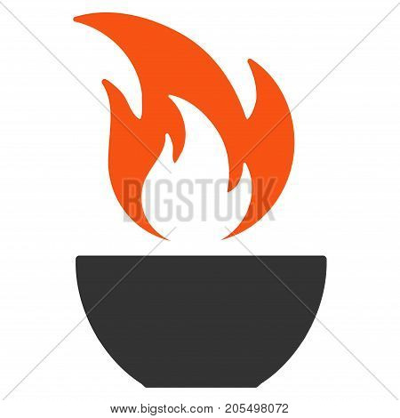 Fire Bowl flat vector pictograph. An isolated illustration on a white background.