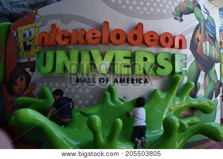 BLOOMINGTON, MINNESOTA - JUL 27:  Nickelodeon Universe at the Mall of America in Bloomington, Minnesota, as seen on July 27, 2017.  It is the largest indoor amusement park in the United States.