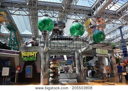 BLOOMINGTON, MINNESOTA - JUL 27:  Nickelodeon Universe at the Mall of America in Bloomington, Minnesota, as seen on July 27, 2017.  It is the largest indoor amusement park in the United States.