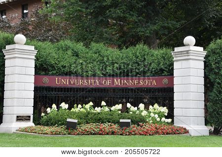 Minneapolis, Minnesota - Jul 28: Entrance To The Campus Of The University Of Minnesota, As Seen On J