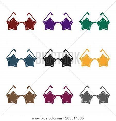 Glasses with stars.Fans single icon in black  vector symbol stock illustration.
