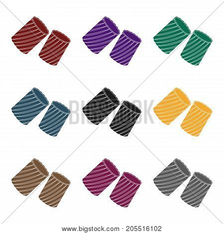 Ditalini pasta icon in black style isolated on white background. Types of pasta symbol vector illustration.
