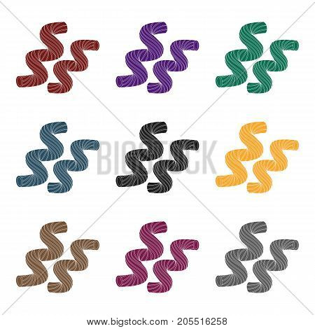 Cavatappi pasta icon in black style isolated on white background. Types of pasta symbol vector illustration.