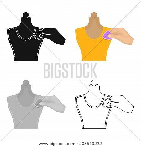 Sewing, marking with chalk on a mannequin. Sewing and equipment single icon in cartoon style vector symbol stock illustration .