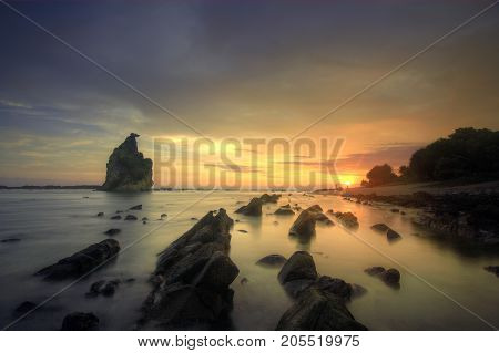 Sunset at Tanjung Layar, sukabumi, west java - indonesia