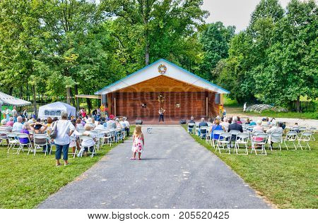 Silver Spring, Usa - September 16, 2017: Vasyl Popadiuk Virtuoso Playing Violin During Ukrainian Fes