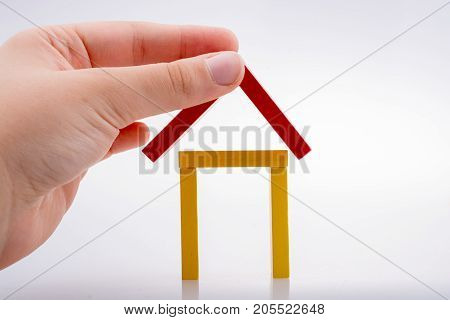 Hand Holding Domino Forming A House