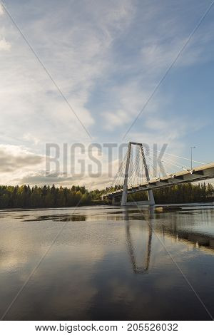 Bridge over the River in Umea Sweden in Autumn.