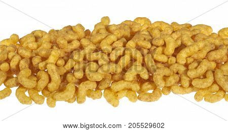 picture showing a pile of Bamba in white back