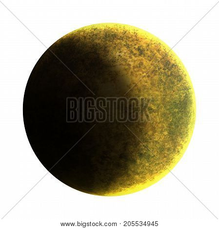 Half Moon isolated over white background. Crescent Moon is an astronomical body that orbits planet Earth, being Earth's only permanent natural satellite. 3D illustration.