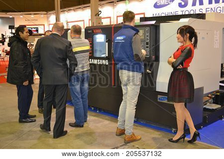 Kiev, Ukraine International Industrial Exhibition - November 25, 2016: - industrial machinery, Industrial equipment, industry facilities and machine tools, machinery lathes