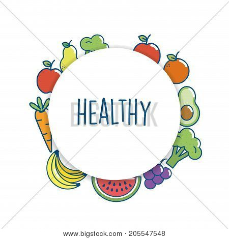 set delicious food nutrition to eat vector illustration
