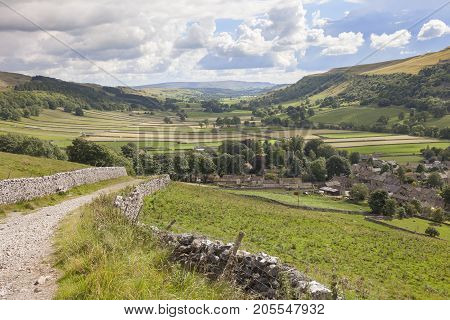 View over Kettlewell village in Wharfedale Yorkshire Dales National Park England.