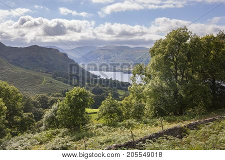 View from Hallin Fell Cumbria the Lake District England.