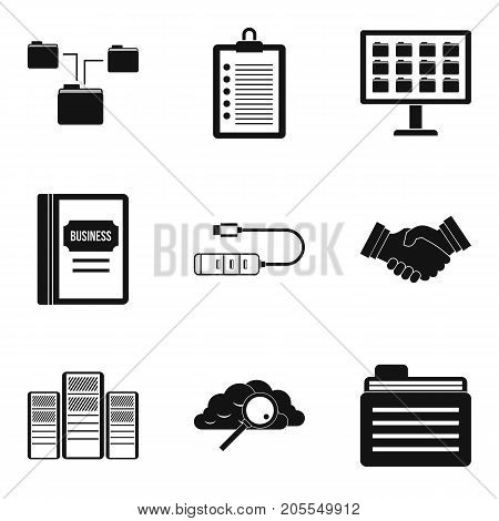 Business case icons set. Simple set of 9 business case vector icons for web isolated on white background