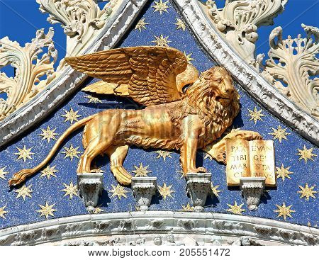 Golden Winged Lion On The Basilica Of Saint Mark In Venice