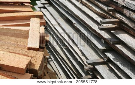 Logs And Other Pieces Of Wood In A Construction Site