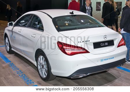 Frankfurt-September 20: Mercedes-Benz CLA 180 at the Frankfurt International Motor Show on September 20 2017 in Frankfurt