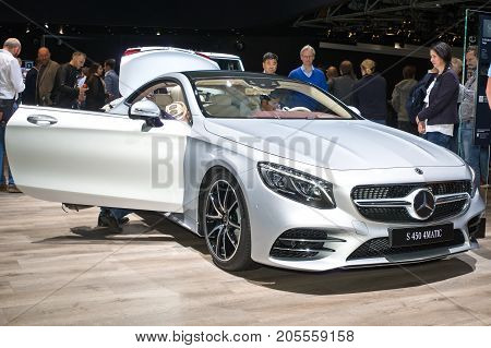 Frankfurt-September 20: Mercedes-Benz S450 4matic at the Frankfurt International Motor Show on September 20 2017 in Frankfurt