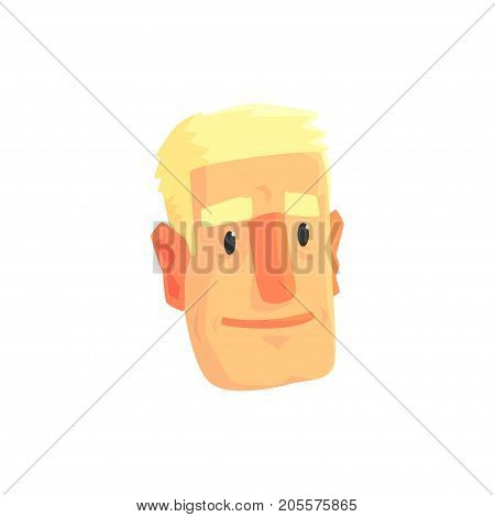 Young blond man face avatar, positive male character cartoon vector illustration isolated on a white background