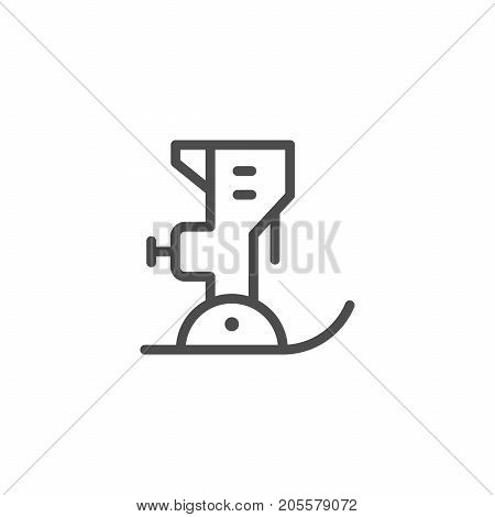 Sewing machine line icon isolated on white. Vector illustration