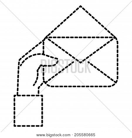 hand human with envelope mail isolated icon vector illustration design