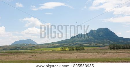 Mountain view near the town of Zheleznovodsk, Stavropol Krai, Russia. Beautiful summer landscape.
