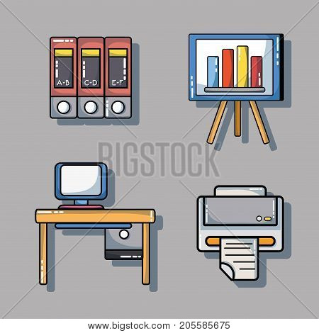 set office tool to company information report vector illustration