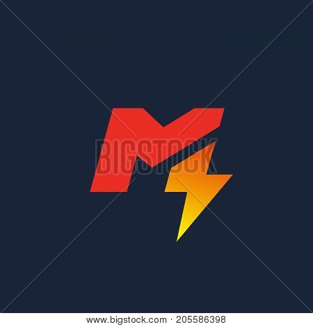 Letter M Lightning Logo Icon Design Template Elements