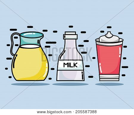 set delicious food menu to eat vector illustration