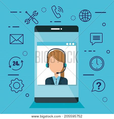 customer service agent with settings vector illustration design