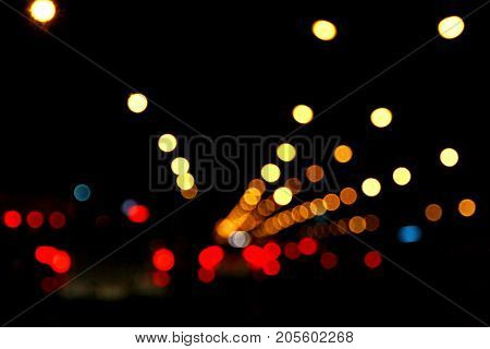 Night City Street Lights Bokeh Background.