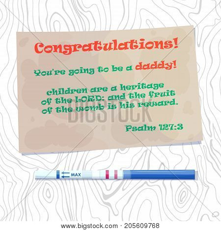 Vector illustration of congratulation of dad with the onset of pregnancy. Pregnancy Announcement. New Dad Card. Pregnancy Reveal Card