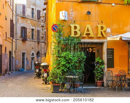 ROME, ITALY - SEPTEMBER 2, 2013: Small square in the Trastevere. Rome, Italy