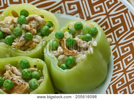 Bharvaan Simla Mirchi - stuffed capsicum pepper Indian food